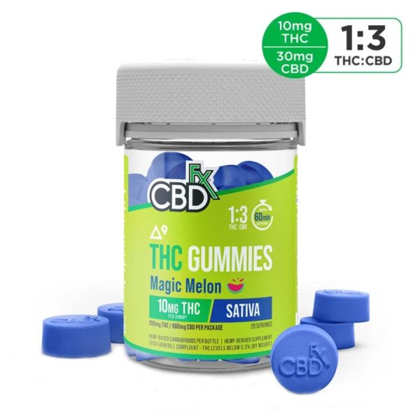 THC Gummies - Magic Melon CBD + Delta 9 THC Gummies - 10mg:30mg - By CBDfx