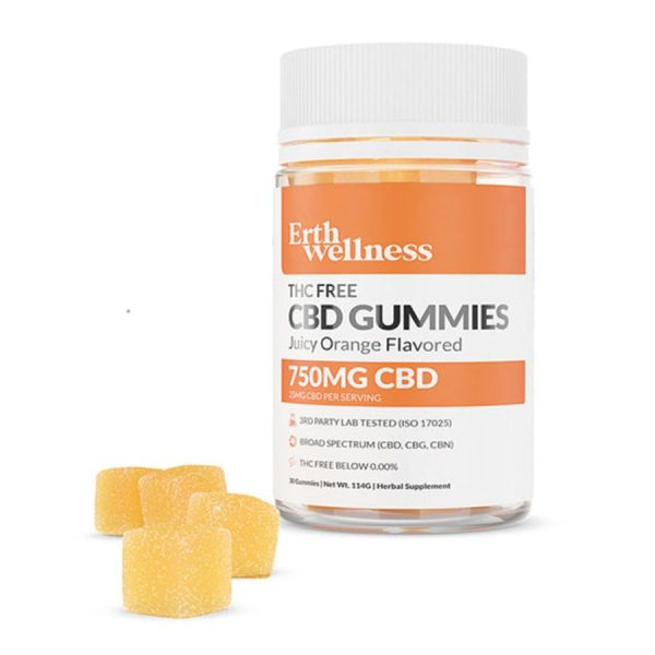 Erth Wellness - CBD Edible - THC Free Juicy Orange Gummies - 750mg