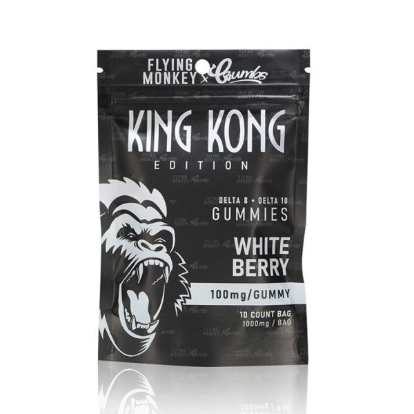 THC Gummies - D8 + D10 White Berry King Kong Gummies - 1000mg - By Flying Monkey