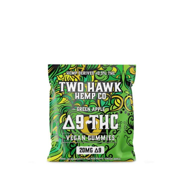Two Hawk Hemp Co. - Delta 9 Edible - Vegan Gummies - Green Apple - 5mg-10mg.