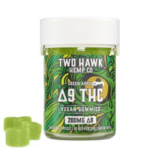 Two Hawk Hemp Co. - Delta 9 Edible - Vegan Gummies - Green Apple - 5mg-10mg.