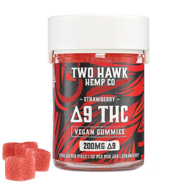 Two Hawk Hemp Co. - Delta 9 Edible - Vegan Gummies - Strawberry - 5mg-10mg